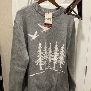 NWT Woolrich for Target Adult Scenic Sweater Gray with White Trees and Geese L